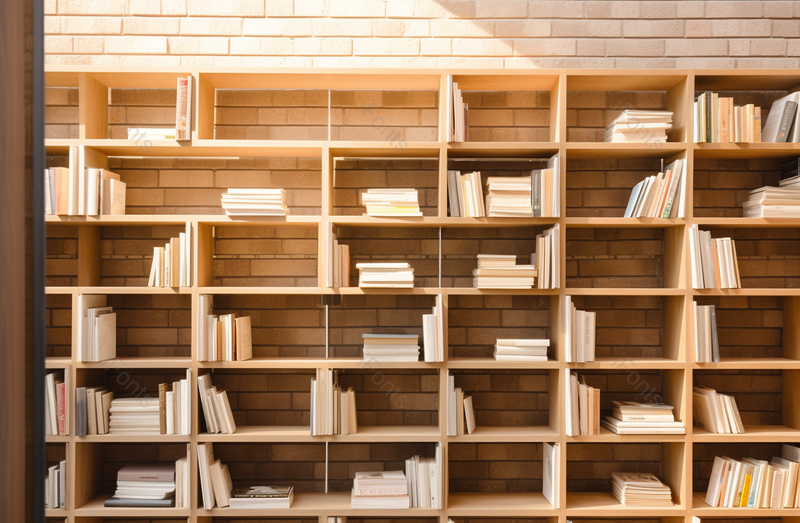 阅读室日式简约木质书架家居设计,高清,摄影图,摄影图片,图片大全,摄影图免费下载